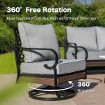 SUNSHINE VALLEY 6 Piece Metal Outdoor Patio Furniture Set, Patio Conversation Set - 1 3-Seater Sofa and 2 Swivel Sofas with 5.75" Thick Cushions & Coffee Table - Black and Gray Backyard Furniture