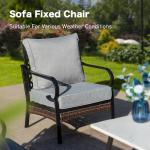 SUNSHINE VALLEY 4 Piece Black Metal Outdoor Patio Furniture Sets with Firepit Table, Patio Conversation Sets 1 3-Seater Sofa, 2 Single Sofa with 5.75" Thick Cushion Backyard Furniture for Deck, Gray