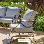 SUNSHINE VALLEY 4 Piece Metal Outdoor Patio Furniture Set, Patio Conversation Set 1 3-seater Sofa, 2 Rocking Chair with 5.75" Extra Thick Cushion and Coffee Table, Black Frame Backyard Furniture, Gray