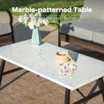 SUNSHINE VALLEY 6 Piece Metal Outdoor Patio Furniture Set, Patio Conversation Set - 1 3-Seater Sofa and 2 Swivel Sofas with 5.75" Thick Cushions & Coffee Table - Black and Gray Backyard Furniture