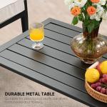 JOYURE 4 Pieces Patio Furniture Set w/loveseat,Coffe Table,Outdoor Conversation Metal Sofa with High Back and Thick Cushion,for Backyard,Garden,Beige