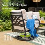 Sophia & William Patio Furniture Set with Fire Pit Table, Outdoor Conversation Sets 5 Seats Clearance with 45" Gas Fire Pit Table x 1, 3-seat Sofa x 1, Swivel Chair x 2 for Porch Lawn, Beige