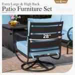 Sophia & William Patio Furniture Sets for 7 with Fire Pit Table 45", Outdoor Patio Furniture Set 8 Pcs, Convesation Set with 4 x High Heavy Sofa Chairs, 1x3-Seat Sofa, for Porch Poolside Grey