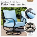 Sophia & William Patio Furniture Sets for 7 with Fire Pit Table 45", Outdoor Patio Furniture Set 8 Pcs, Convesation Set with 4 x High Heavy Sofa Chairs, 1x3-Seat Sofa, for Porch Poolside Grey