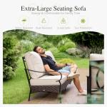 Sophia & William Patio Furniture Set with Fire Pit Table, 4 PCS Metal Outdoor Conversation Set with Fire Pit Table, 2 Swivel Chairs,3-Seater Couch for Outdoor Seating, Backyard, Porch(Beige)