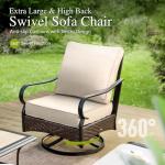 Sophia & William Patio Furniture Set with Fire Pit Table, 4 PCS Metal Outdoor Conversation Set with Fire Pit Table, 2 Swivel Chairs,3-Seater Couch for Outdoor Seating, Backyard, Porch(Beige)