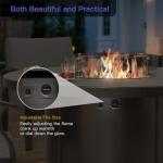 Kurapika 5 Piece Metal Outdoor Patio Furniture Set with Round Fire Pit Table, Patio Conversation Sets 4 Swivel Chairs with Thick Cushion and 40000 BTU Fire Pit Table, Gray