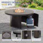 Kurapika 5 Piece Metal Outdoor Patio Furniture Set with Round Fire Pit Table, Patio Conversation Sets 4 Swivel Chairs with Thick Cushion and 40000 BTU Fire Pit Table, Gray