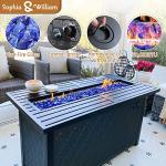 Sophia & William Patio Furniture Sets with 45" Gas Fire Pit Table Outdoor Metal Conversation Sets for 5, 2 x Swivel Cushioned Patio Sofa Chairs, 1 x 3-Seat Sofa 4 Pieces for Lawn Backyard Peacock Blue