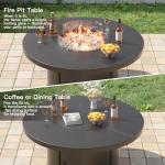 Kurapika 5 Piece Metal Outdoor Patio Furniture Set with Round Fire Pit Table, Patio Conversation Sets 4 Swivel Chairs with Thick Cushion and 40000 BTU Fire Pit Table, Gray