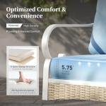 SUNSHINE VALLEY 4 Piece Metal Outdoor Patio Furniture Set, Patio Conversation Sets with 3-Seater Sofa, 2 Swivel Chairs and Coffee Table, White Frame Outdoor Seating Furniture for Bavkyard, Blue