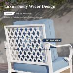 SUNSHINE VALLEY 4 Piece Metal Outdoor Patio Furniture Set, Patio Conversation Sets with 3-Seater Sofa, 2 Swivel Chairs and Coffee Table, White Frame Outdoor Seating Furniture for Bavkyard, Blue