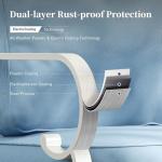 SUNSHINE VALLEY 4 Piece Metal Outdoor Patio Furniture Set, Patio Conversation Sets with 3-Seater Sofa, 2 Swivel Chairs and Coffee Table, White Frame Outdoor Seating Furniture for Bavkyard, Blue