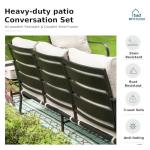 MFSTUDIO Patio Furniture Sets with 45" Gas Fire Pit Table, 8 Pieces Outdoor Metal Conversation Sets with 1 x 3-Seat Sofa, 2 Single Chairs, 2 Swivel Chairs and 2 Ottomans, Beige Cushion