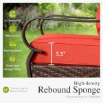 Sophia & William Patio Furniture Set, 4 Piece Metal Outdoor Conversation Set with 3-Seater Outdoor Couch, 2 Swivel Chairs, 1 Coffee Table for Outdoor Seating, Backyard, Porch(Red)