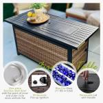 Sophia & William Patio Furniture Set with 56-Inch Fire Pit Table, 4 Corner Sofa, 3 Single Chairs, 2 x Ottoman, Outdoor Wicker Sectional Sofa Patio Conversation Set for Pool,Deck,Lawn (Beige)