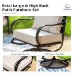 MFSTUDIO Patio Furniture Sets with 45" Gas Fire Pit Table, 8 Pieces Outdoor Metal Conversation Sets with 1 x 3-Seat Sofa, 2 Single Chairs, 2 Swivel Chairs and 2 Ottomans, Beige Cushion