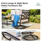 MFSTUDIO 5 Seats Large Metal Patio Conversation Sets, 4 Pieces Outdoor Sectional Furniture Sofa with 2 x Swivel Chairs, 1 x 3-seat Sofa and 1 x 45 inches Rectangular Propane Fire Pit Table