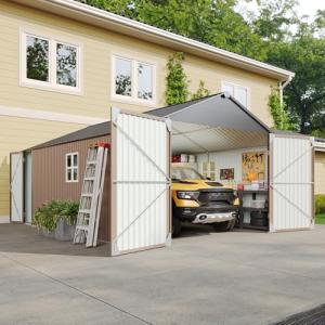 Aoxun Large Metal Storage Shed with Doors & Windows