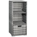 Greesum Outdoor Rattan Storage Shed with Shelves
