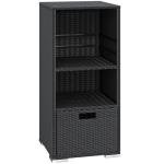 Outdoor Rattan Storage Shed with Shelves and Drawer