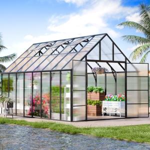 Large Outdoor Aluminum Polycarbonate Greenhouse with Vents