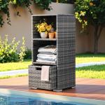 Greesum Outdoor Rattan Storage Shed with Shelves