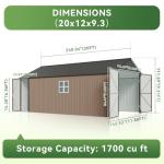 Aoxun Large Metal Storage Shed with Doors & Windows