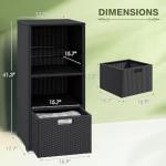 Outdoor Rattan Storage Shed with Shelves and Drawer