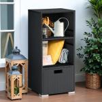 Outdoor Rattan Storage Shed with Shelves and Drawer