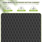 Outdoor Rattan Storage Shed with Shelves and Drawer