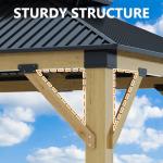 Howsvn 13x15FT Wooden Gazebo with Steel Roof