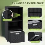 Outdoor Rattan Storage Shed with Shelves and Drawer