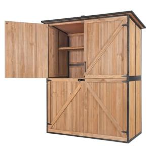 Metal Frame Outdoor Storage Shed with Adjustable Shelves