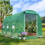 Grezone Walk-in Greenhouse with Screen Doors and Windows