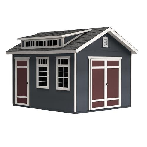 Handy Home Products Designer 12x10 Wooden Storage Shed with Dormer, Windows, and Floor Kit