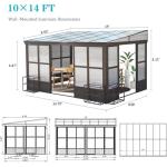10x14FT Wall-Mounted Sunroom with Detachable Roof