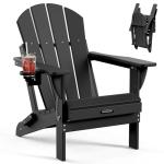 Weather-Resistant Folding Adirondack Patio Chair - Black