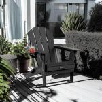 Weather-Resistant Folding Adirondack Patio Chair - Black