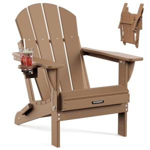 Folding Adirondack Chairs with Cup Holder, Teak