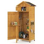 Goplus Lockable Wooden Storage Shed with Work Table