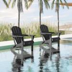 Weather-Resistant Folding Adirondack Patio Chair - Black