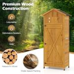 Goplus Lockable Wooden Storage Shed with Work Table