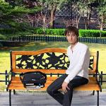 AFSTAR Outdoor Garden Bench with Rose Backrest