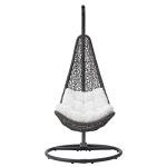 Gray and White Wicker Rattan Outdoor Swing Chair Set