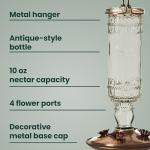 Antique Glass Hummingbird Feeder for Gardens