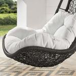 Gray and White Wicker Rattan Outdoor Swing Chair Set