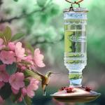 Antique Glass Hummingbird Feeder for Gardens