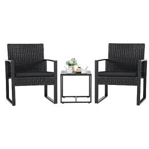 Flamaker 3-Piece Wicker Patio Conversation Set