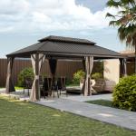 Domi 14x20FT Hardtop Outdoor Gazebo with Curtains